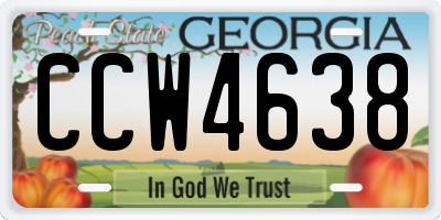 GA license plate CCW4638
