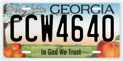GA license plate CCW4640
