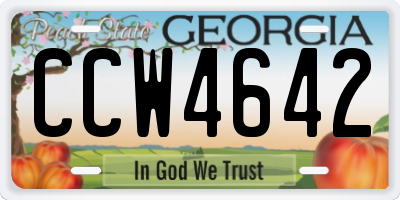 GA license plate CCW4642
