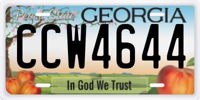 GA license plate CCW4644