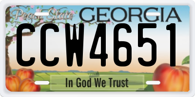 GA license plate CCW4651