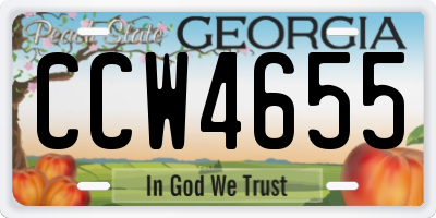 GA license plate CCW4655