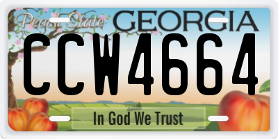 GA license plate CCW4664