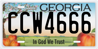 GA license plate CCW4666