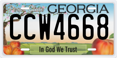 GA license plate CCW4668