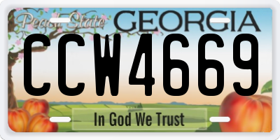 GA license plate CCW4669