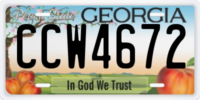 GA license plate CCW4672