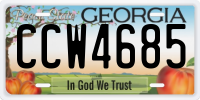 GA license plate CCW4685
