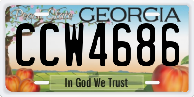 GA license plate CCW4686