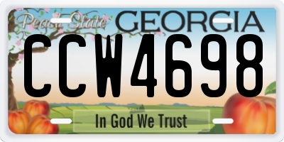 GA license plate CCW4698