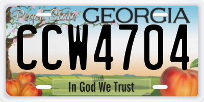 GA license plate CCW4704