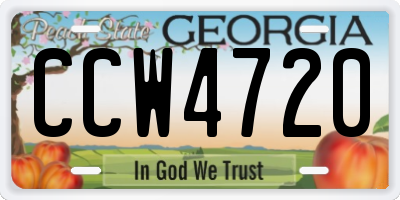 GA license plate CCW4720