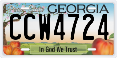 GA license plate CCW4724