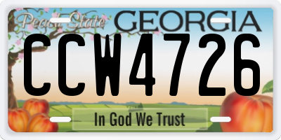 GA license plate CCW4726