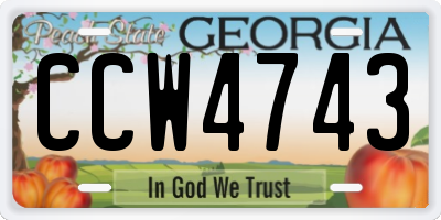 GA license plate CCW4743