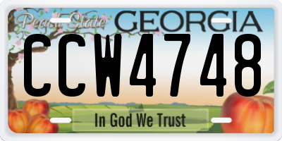 GA license plate CCW4748