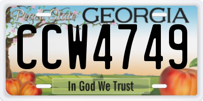 GA license plate CCW4749