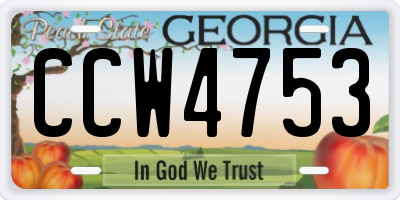 GA license plate CCW4753