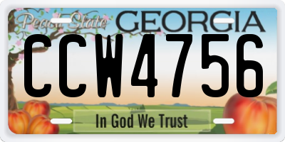 GA license plate CCW4756