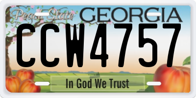 GA license plate CCW4757
