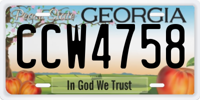 GA license plate CCW4758