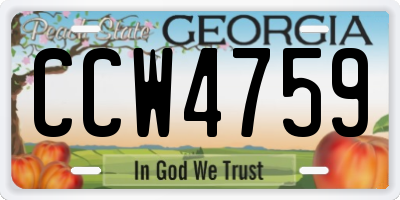 GA license plate CCW4759