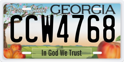 GA license plate CCW4768