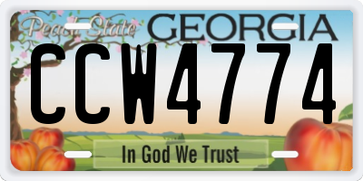 GA license plate CCW4774