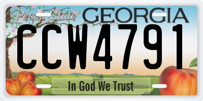 GA license plate CCW4791