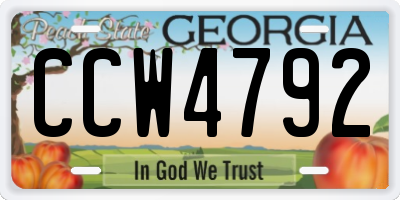 GA license plate CCW4792
