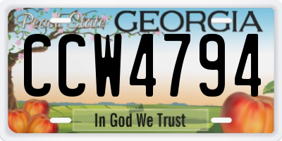 GA license plate CCW4794