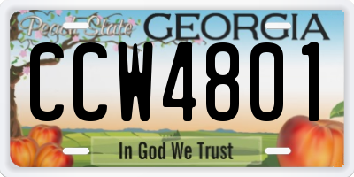 GA license plate CCW4801
