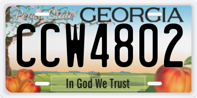 GA license plate CCW4802