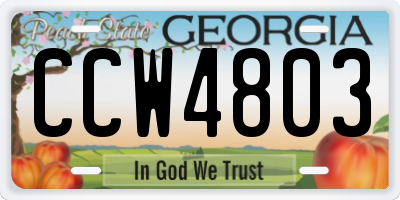 GA license plate CCW4803