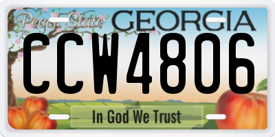 GA license plate CCW4806
