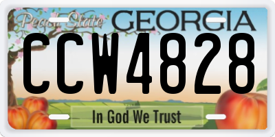 GA license plate CCW4828