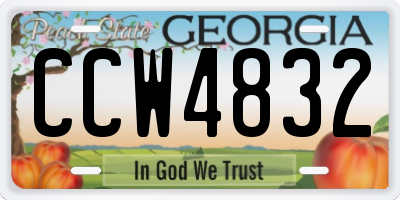 GA license plate CCW4832