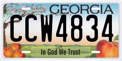 GA license plate CCW4834
