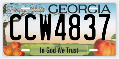 GA license plate CCW4837