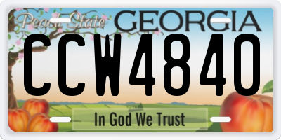 GA license plate CCW4840