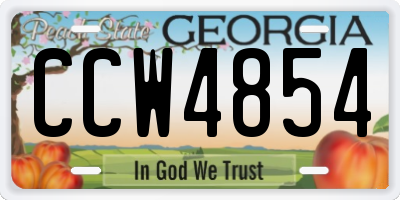 GA license plate CCW4854