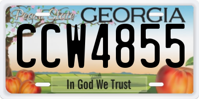 GA license plate CCW4855