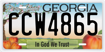 GA license plate CCW4865
