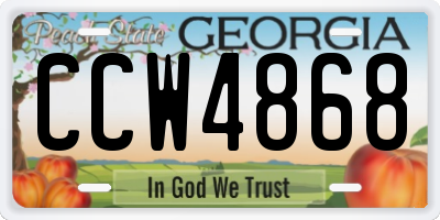 GA license plate CCW4868