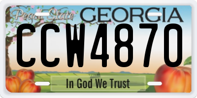 GA license plate CCW4870