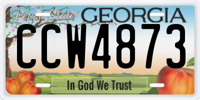 GA license plate CCW4873