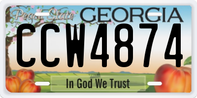 GA license plate CCW4874