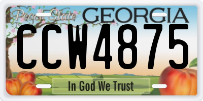 GA license plate CCW4875