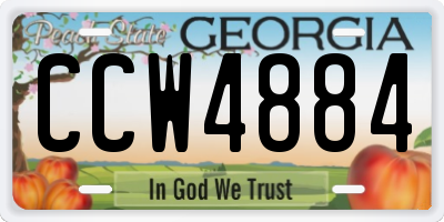 GA license plate CCW4884