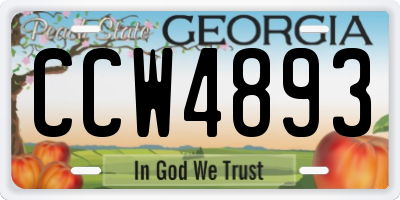 GA license plate CCW4893